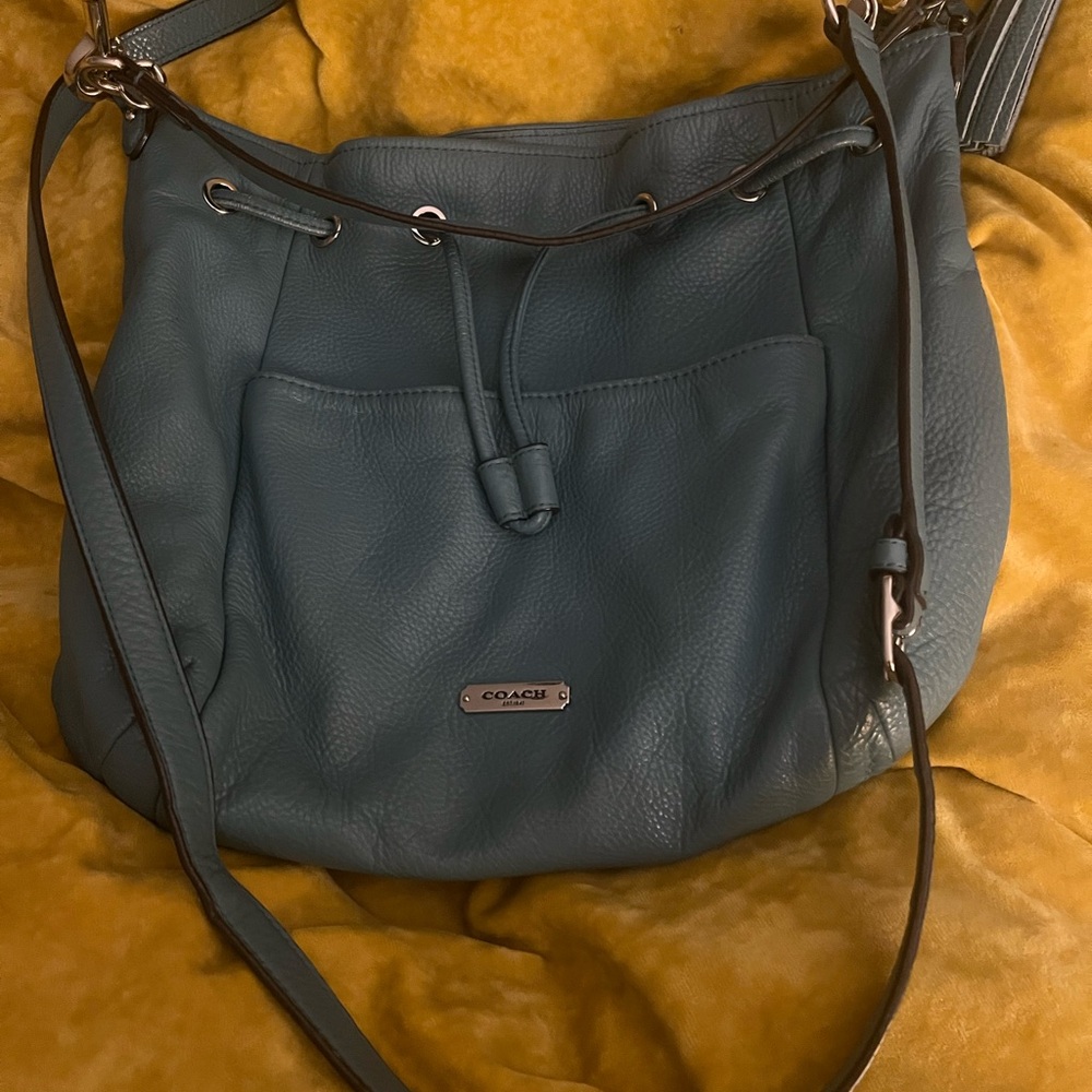 Coach Teal Leather Shoulder Bag